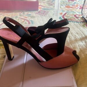 Kate Spade black slingback heels with bow detail
